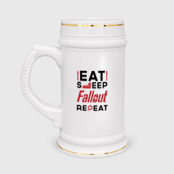 Кружка пивная Надпись: eat sleep Fallout repeat