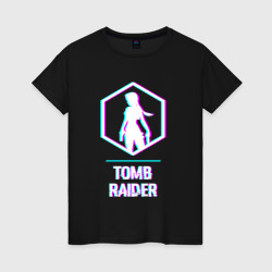 Женская футболка хлопок Tomb Raider в стиле glitch и баги графики