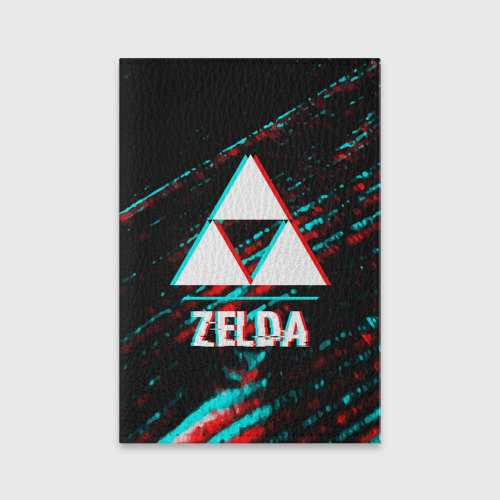 Обложка для паспорта матовая кожа Zelda в стиле glitch и баги графики на темном фоне