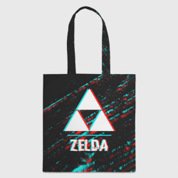 Шоппер 3D Zelda в стиле glitch и баги графики на темном фоне