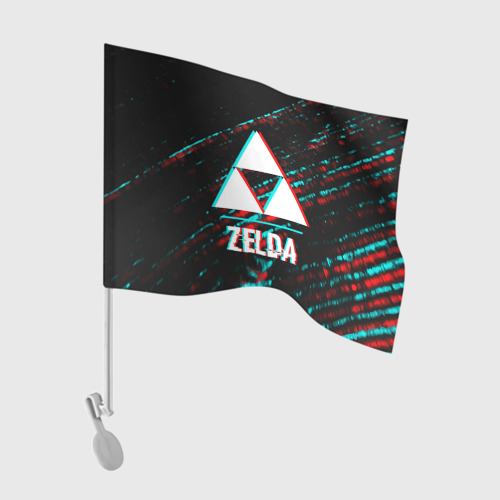 Флаг для автомобиля Zelda в стиле glitch и баги графики на темном фоне