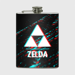 Фляга Zelda в стиле glitch и баги графики на темном фоне