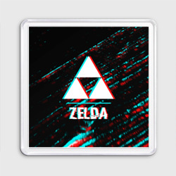 Магнит 55*55 Zelda в стиле glitch и баги графики на темном фоне