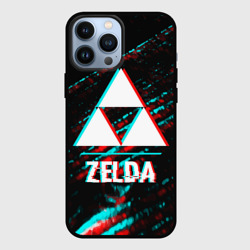 Чехол для iPhone 13 Pro Max Zelda в стиле glitch и баги графики на темном фоне