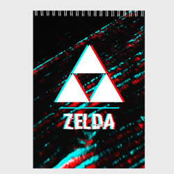 Скетчбук Zelda в стиле glitch и баги графики на темном фоне