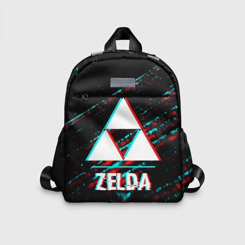 Детский рюкзак 3D Zelda в стиле glitch и баги графики на темном фоне
