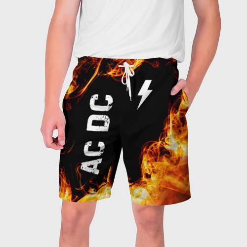 Мужские шорты 3D AC DC и пылающий огонь, цвет 3D печать