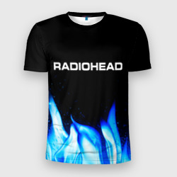 Мужская футболка 3D Slim Radiohead blue fire