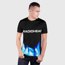 Мужская футболка 3D Slim Radiohead blue fire - фото 2