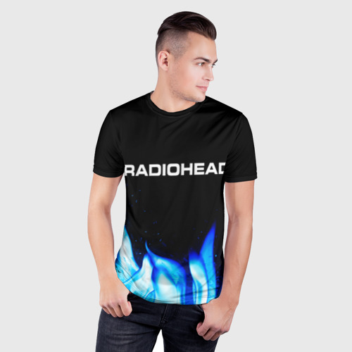 Мужская футболка 3D Slim Radiohead blue fire, цвет 3D печать - фото 3