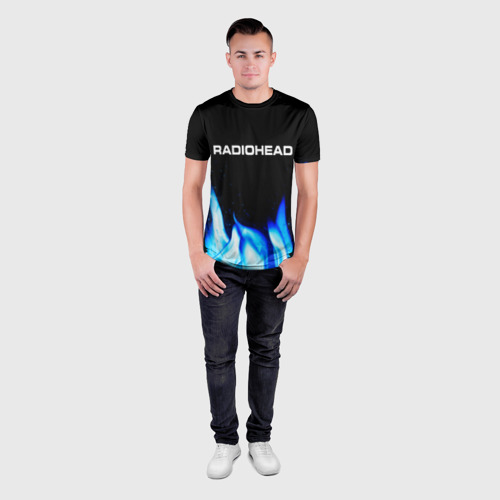 Мужская футболка 3D Slim Radiohead blue fire, цвет 3D печать - фото 4
