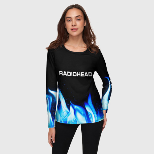 Женский лонгслив 3D Radiohead blue fire, цвет 3D печать - фото 3