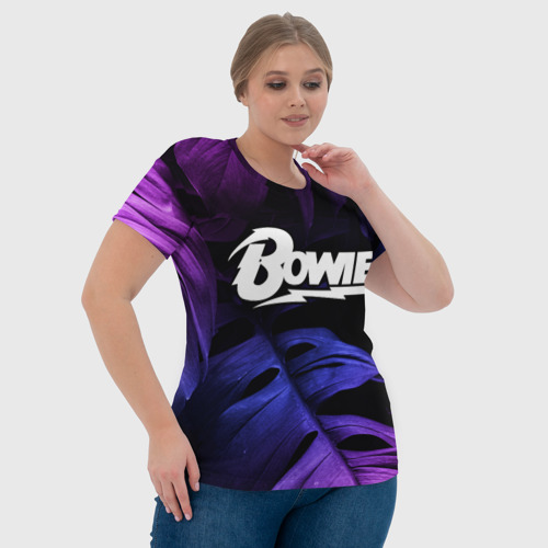 Женская футболка 3D David Bowie neon monstera, цвет 3D печать - фото 6