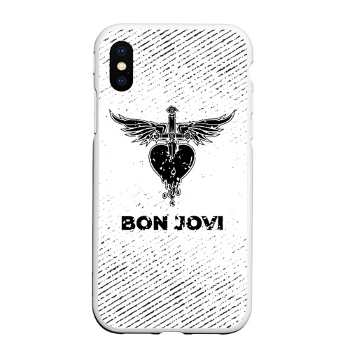 Чехол для iPhone XS Max матовый Bon Jovi с потертостями на светлом фоне