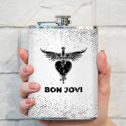 Фляга Bon Jovi с потертостями на светлом фоне - фото 2