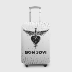 Чехол для чемодана 3D Bon Jovi с потертостями на светлом фоне