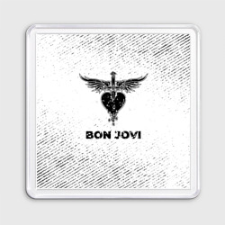 Магнит 55*55 Bon Jovi с потертостями на светлом фоне