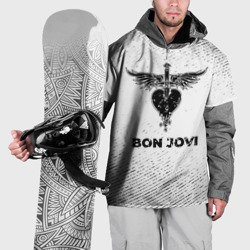 Накидка на куртку 3D Bon Jovi с потертостями на светлом фоне