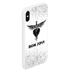 Чехол для iPhone XS Max матовый Bon Jovi с потертостями на светлом фоне - фото 2