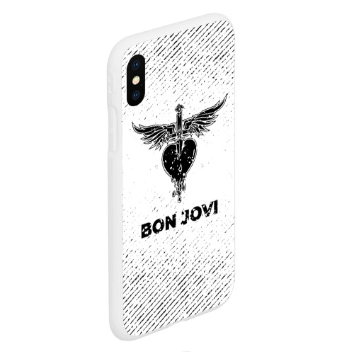 Чехол для iPhone XS Max матовый Bon Jovi с потертостями на светлом фоне - фото 3