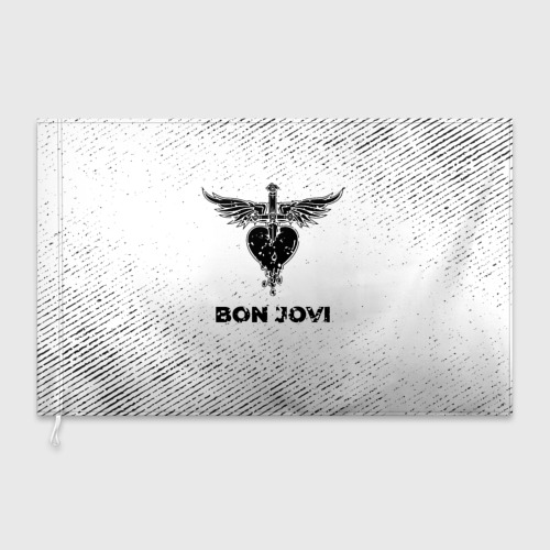 Флаг 3D Bon Jovi с потертостями на светлом фоне - фото 3