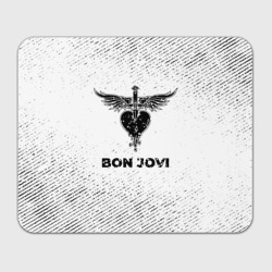 Прямоугольный коврик для мышки Bon Jovi с потертостями на светлом фоне