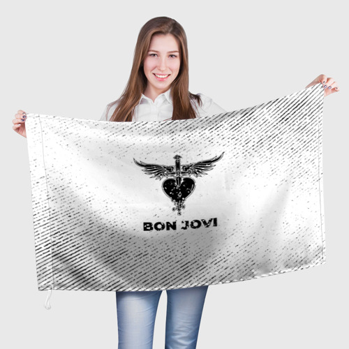 Флаг 3D Bon Jovi с потертостями на светлом фоне