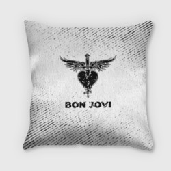 Подушка 3D Bon Jovi с потертостями на светлом фоне