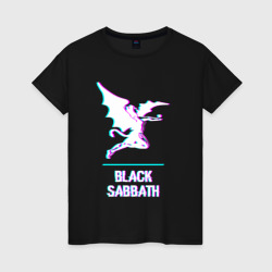 Женская футболка хлопок Black Sabbath glitch rock
