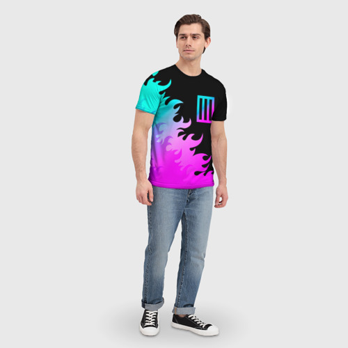 Мужская футболка 3D Paramore неоновый огонь, цвет 3D печать - фото 5