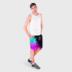 Мужские шорты 3D Paramore неоновый огонь - фото 2