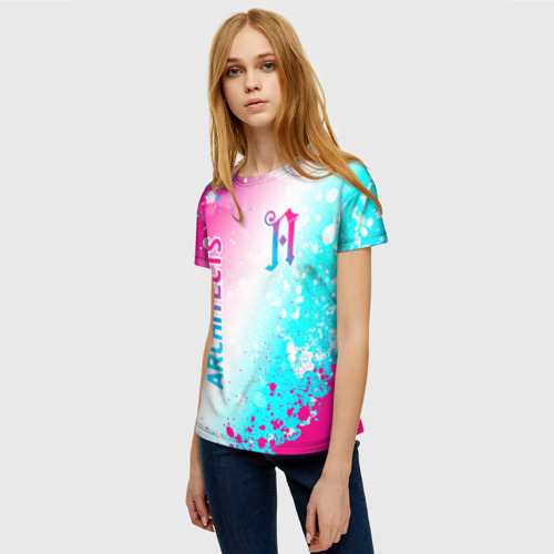 Женская футболка 3D Architects neon gradient style: надпись, символ, цвет 3D печать - фото 3