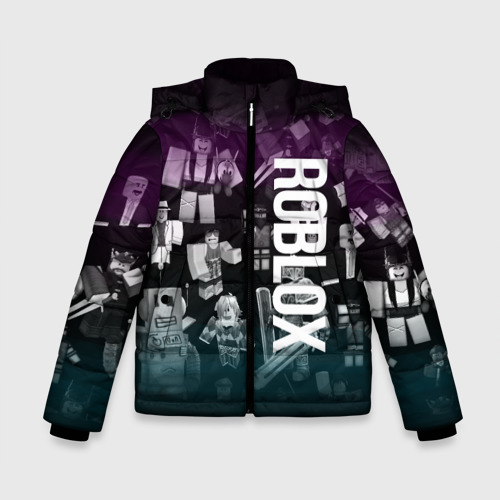 Зимняя куртка для мальчиков 3D с принтом Роблокс персонажи под градиентом, вид спереди #2