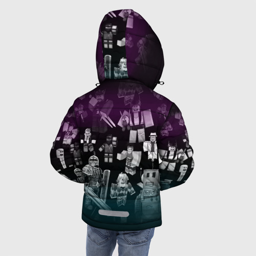 Зимняя куртка для мальчиков 3D с принтом Роблокс персонажи под градиентом, вид сзади #2