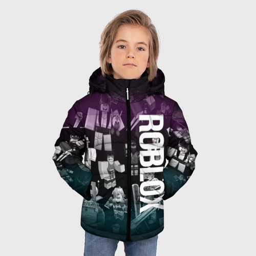 Зимняя куртка для мальчиков 3D с принтом Роблокс персонажи под градиентом, фото на моделе #1