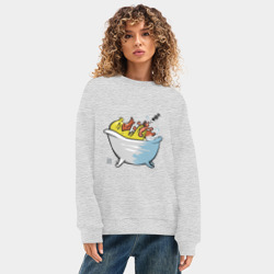 Женский свитшот oversize без начеса хлопок Уточка в ванне - фото 2