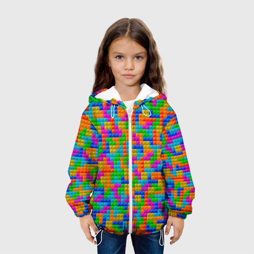 Детская куртка 3D Крупные блоки Тетрис, цвет белый - фото 4