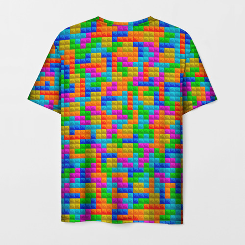 Мужская футболка 3D с принтом Крупные блоки Тетрис, вид сзади #1