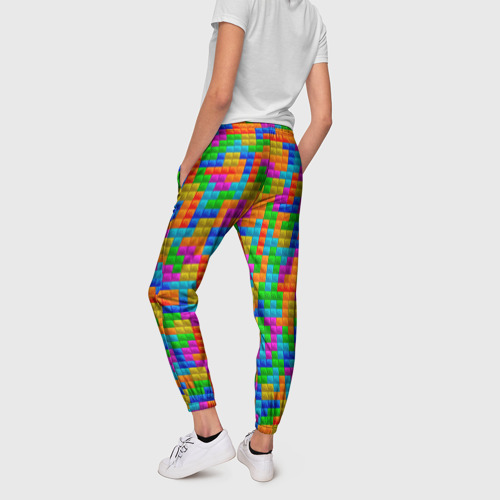 Женские брюки 3D Крупные блоки Тетрис, цвет 3D печать - фото 4