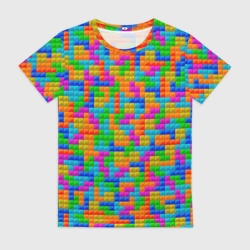 Женская футболка 3D Крупные блоки Тетрис