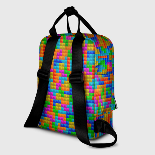 Женский рюкзак 3D с принтом Крупные блоки Тетрис, вид сзади #1