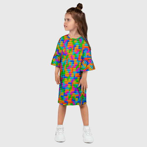 Детское платье 3D Крупные блоки Тетрис, цвет 3D печать - фото 3