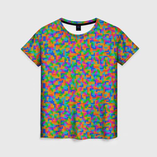 Женская футболка 3D с принтом Мелкие блоки Тетрис, вид спереди #2