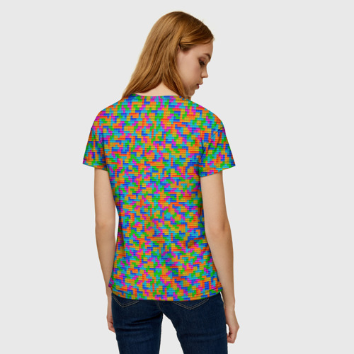 Женская футболка 3D с принтом Мелкие блоки Тетрис, вид сзади #2