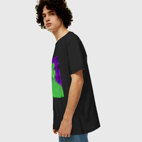 Мужская футболка хлопок Oversize Абстрактный дизайн, цвет черный - фото 5