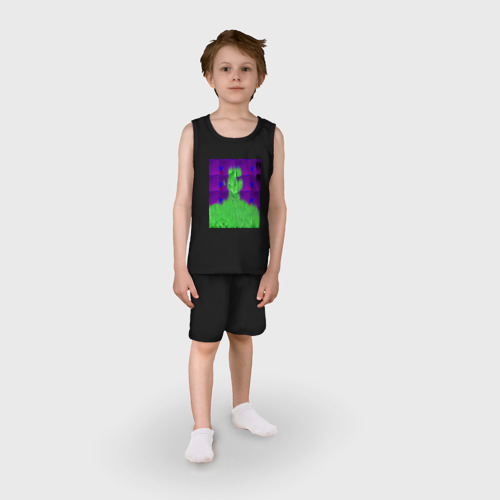 Детская пижама с шортами хлопок Абстрактный дизайн, цвет черный - фото 3