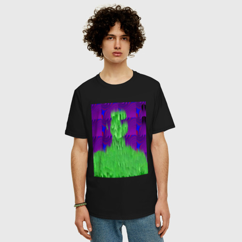 Мужская футболка хлопок Oversize Абстрактный дизайн, цвет черный - фото 3