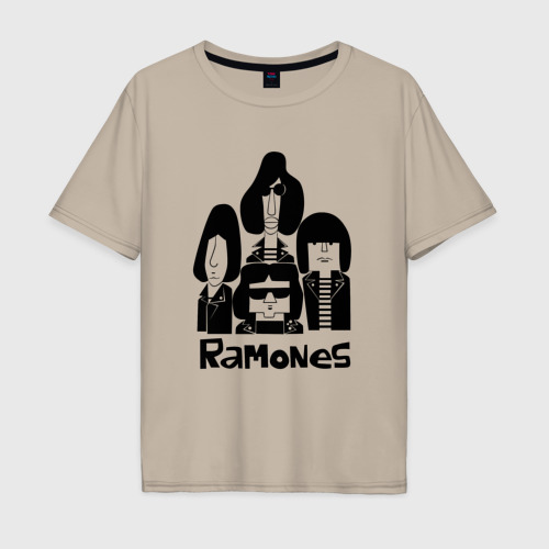 Мужская футболка хлопок Oversize Ramones панк рок группа, цвет миндальный