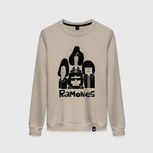 Женский свитшот хлопок с принтом Ramones панк рок группа, вид спереди #2