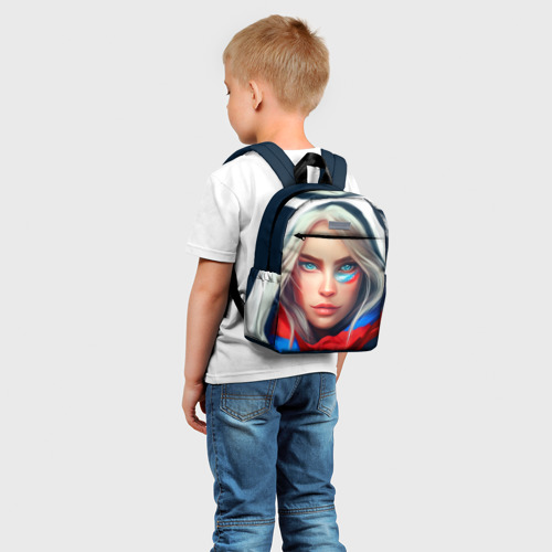 Детский рюкзак 3D Девушка с голубыми глазами в флаге - фото 3